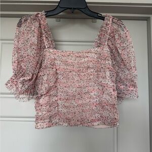 Floral Pink Puff Sleeve Top